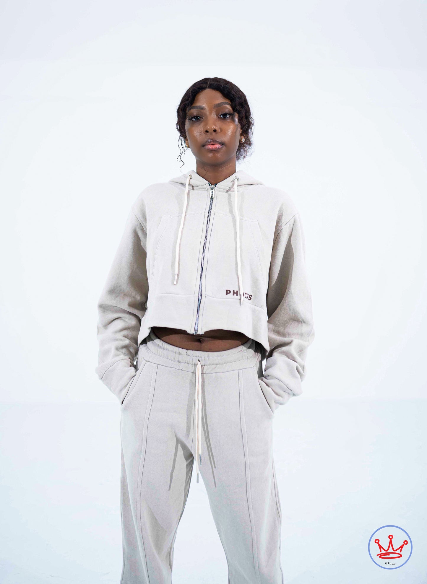 Cropped Zipped Hoodie & Jogger Set